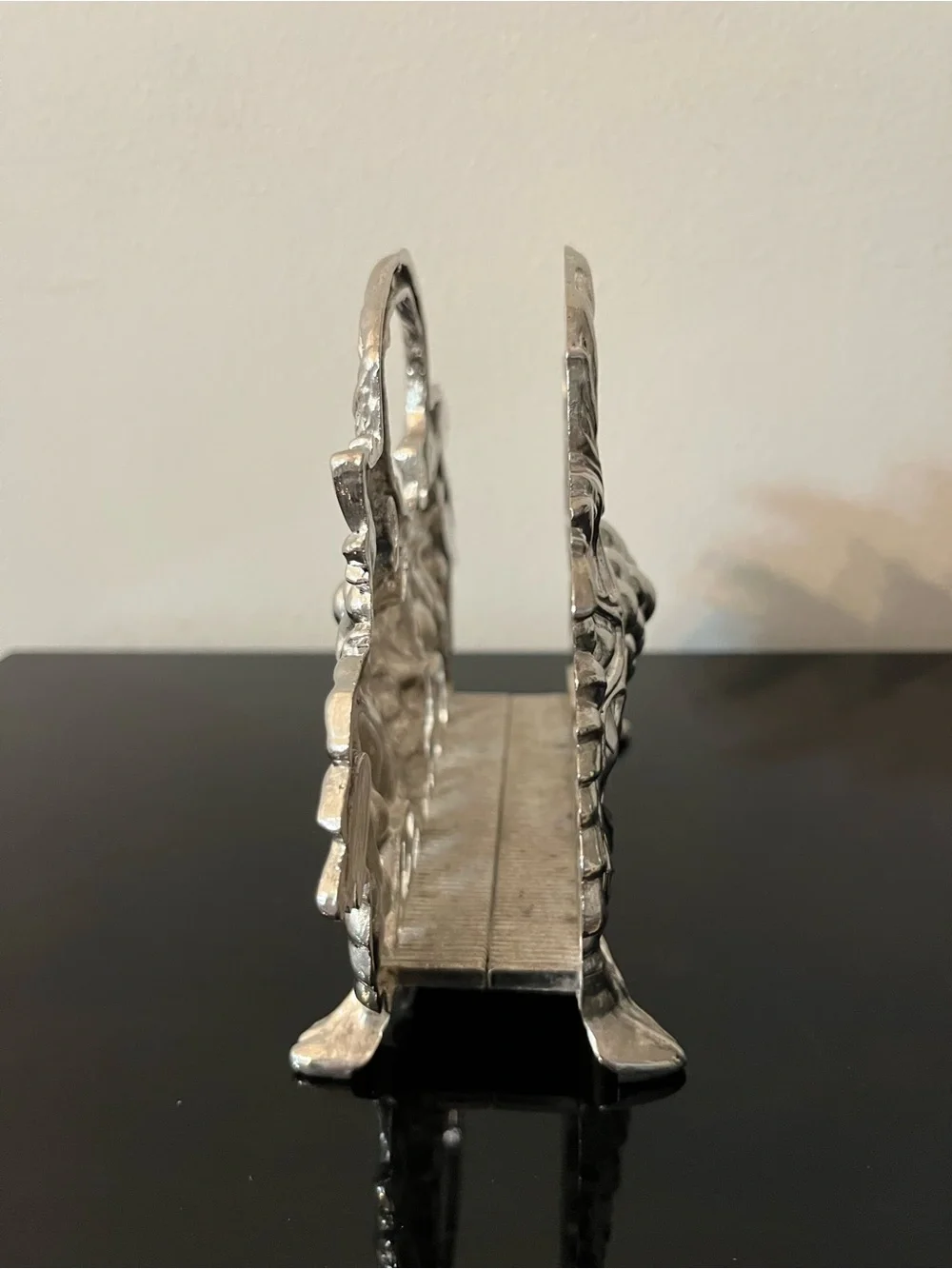 Vintage Silver Plated Napkin Holder w/ Ornate Grape & Leaves Design